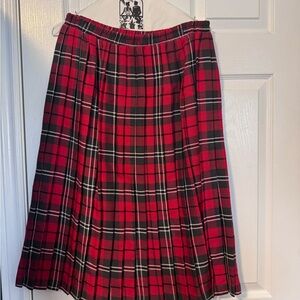 Elegant Red Plaid A-Line Skirt